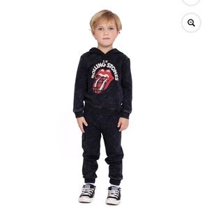 Rolling Stones Toddler Boy Hoodie and Joggers Set black size 5T